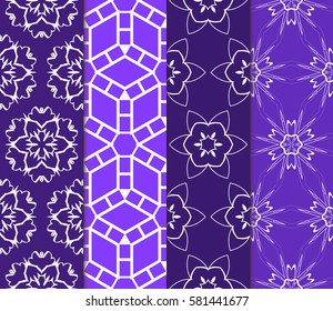 set of floral, geometric seamless pattern. line art. vector. for design, wallpaper, textile, fabric, invitation