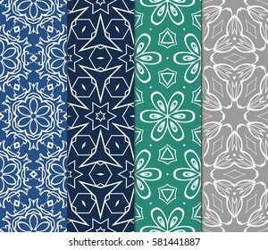 set of floral, geometric seamless pattern. line art. vector. for design, wallpaper, textile, fabric, invitation