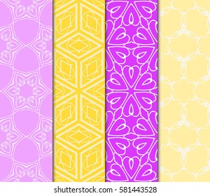 set of floral, geometric seamless pattern. line art. vector. for design, wallpaper, textile, fabric, invitation