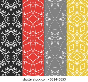 set of floral, geometric seamless pattern. line art. vector. for design, wallpaper, textile, fabric, invitation