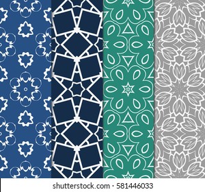 set of floral, geometric seamless pattern. line art. vector. for design, wallpaper, textile, fabric, invitation