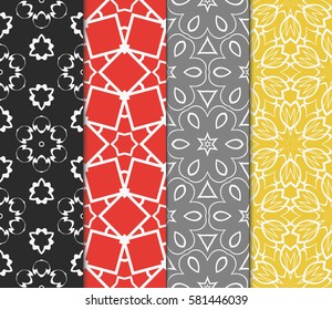 set of floral, geometric seamless pattern. line art. vector. for design, wallpaper, textile, fabric, invitation