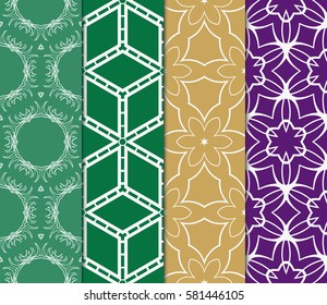 set of floral, geometric seamless pattern. line art. vector. for design, wallpaper, textile, fabric, invitation