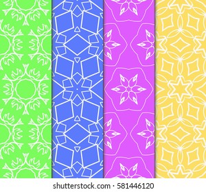 set of floral, geometric seamless pattern. line art. vector. for design, wallpaper, textile, fabric, invitation