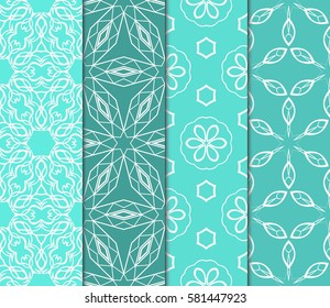 set of floral, geometric seamless pattern. line art. vector. for design, wallpaper, textile, fabric, invitation