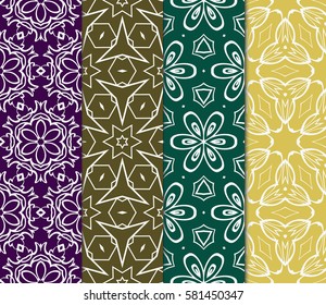 set of floral, geometric seamless pattern. line art. vector. for design, wallpaper, textile, fabric, invitation
