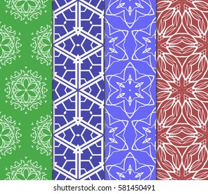 set of floral, geometric seamless pattern. line art. vector. for design, wallpaper, textile, fabric, invitation