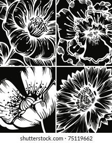 Set of floral graphic backgrounds