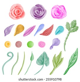 Set of floral graphic design elements. Vector, EPS 10