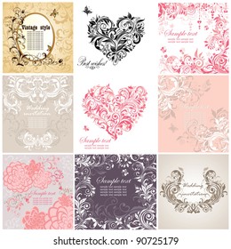 Set of floral greeting cards