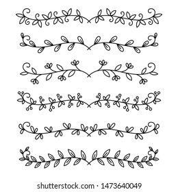 Set Floral Hand Drawn Border Vector Stock Vector (Royalty Free ...