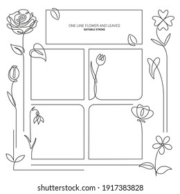 Set of floral hand drawn border