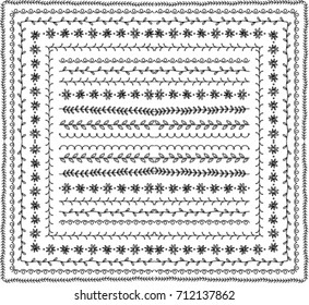 Set of floral hand drawn border