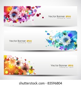 Set Of Floral Header. Vector Illustration.