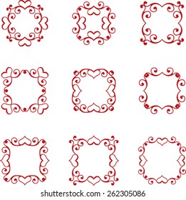 Set of floral heart frames