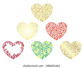 set of floral hearts - decorative vector 