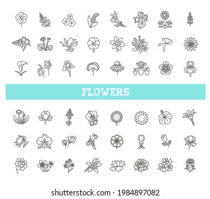 Set of floral icon in flat design