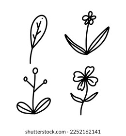 Set of floral icon in flat design vector illustration