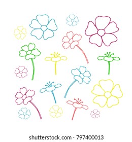 Set of floral icon in flat design. vector illustration on white