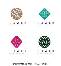 Set Set mit Blumensymbol-Designkollektion mit kreativem Konzept Premium Vector