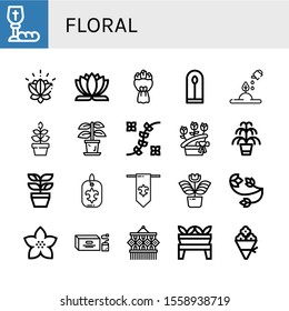 Set of floral icons. Such as Communion, Lotus, Lotus flower, Bouquet, Plant, Flower design, Flower bouquet, Kentia, Fleur de lis, Floral design, Tea bag , floral icons