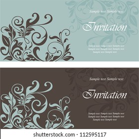 Set of floral invitation cards. svg