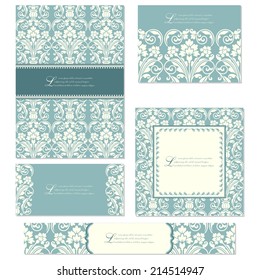 Set of floral invitation cards. 