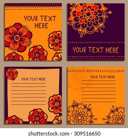 Set of floral invitation cards