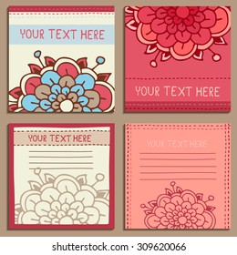 Set of floral invitation cards. It can also be used for card, notebook, album, business card, card, leaflet, packaging