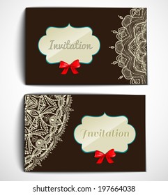 Set of floral invitation cards. Vector illustration