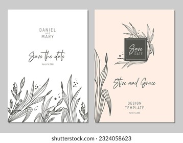 Set of floral invitation, rsvp, save the date card design. Floral card stylish design.  Vector template