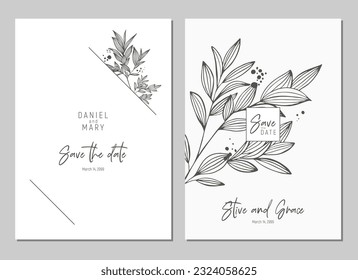 Set of floral invitation, rsvp, save the date card design. Floral card stylish design.  Vector template