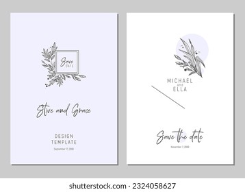 Set of floral invitation, rsvp, save the date card design. Floral card stylish design.  Vector template
