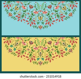 Set of floral invitations or cards. Vector illustration.
