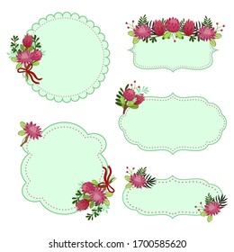 Set of floral labels isolate on white background. Vector graphics.