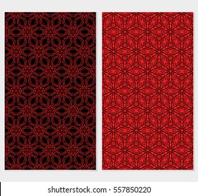 set of Floral lace ornament. seamless patterns. vector illustration. texture for design, wallpaper, invitation. black, red color