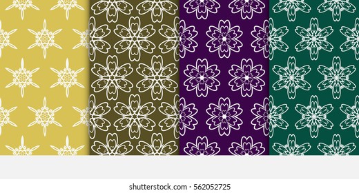 set of Floral lace ornament. seamless patterns. vector illustration. template texture for design, wallpaper, invitation. color