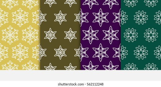 set of Floral lace ornament. seamless patterns. vector illustration. template texture for design, wallpaper, invitation. color