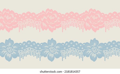 Set of Floral Lace Trim.