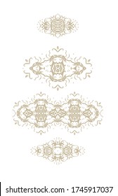 Set of floral laced vector border ornaments, decorative  vignettes, adornments on white background