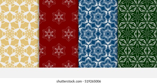 set of floral and leave pattern. color. Vector seamless.