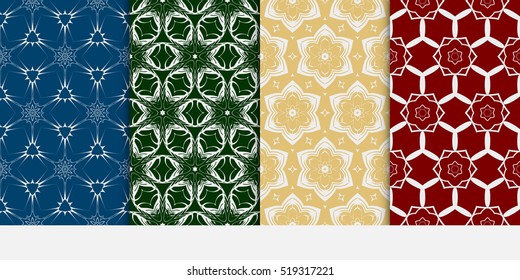 set of floral and leave pattern. color. Vector seamless.