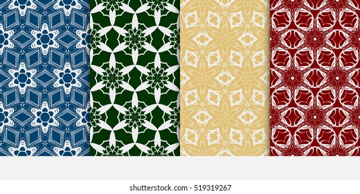 set of floral and leave pattern. color. Vector seamless.