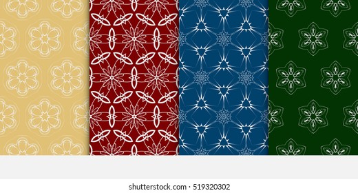 set of floral and leave pattern. color. Vector seamless.