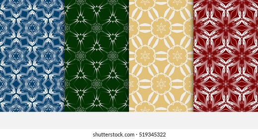set of floral and leave pattern. color. Vector seamless.