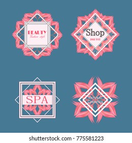 set of floral logos for spa or yoga studio