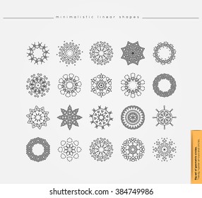 Set of floral minimal geometric monochrome shapes. Business signs, labels, trendy hipster icons and logotypes. Religion, philosophy, spirituality, occultism symbols collection