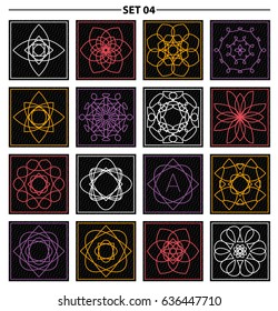 Set of floral monogram design. Line art elements. Vector illustration