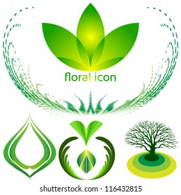set of floral & natural abstract icons