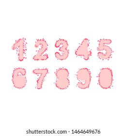 Set of floral numbers from 1 to 9 with flowers, leaves and herbal details. Colorful elegant graphic design elements for stickers, scrapbook, birthday greeting cards, invitations, poster, web
